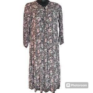Floral cottage core milkmaid hippie free spirit maxi dress Fairy feminine Med.
